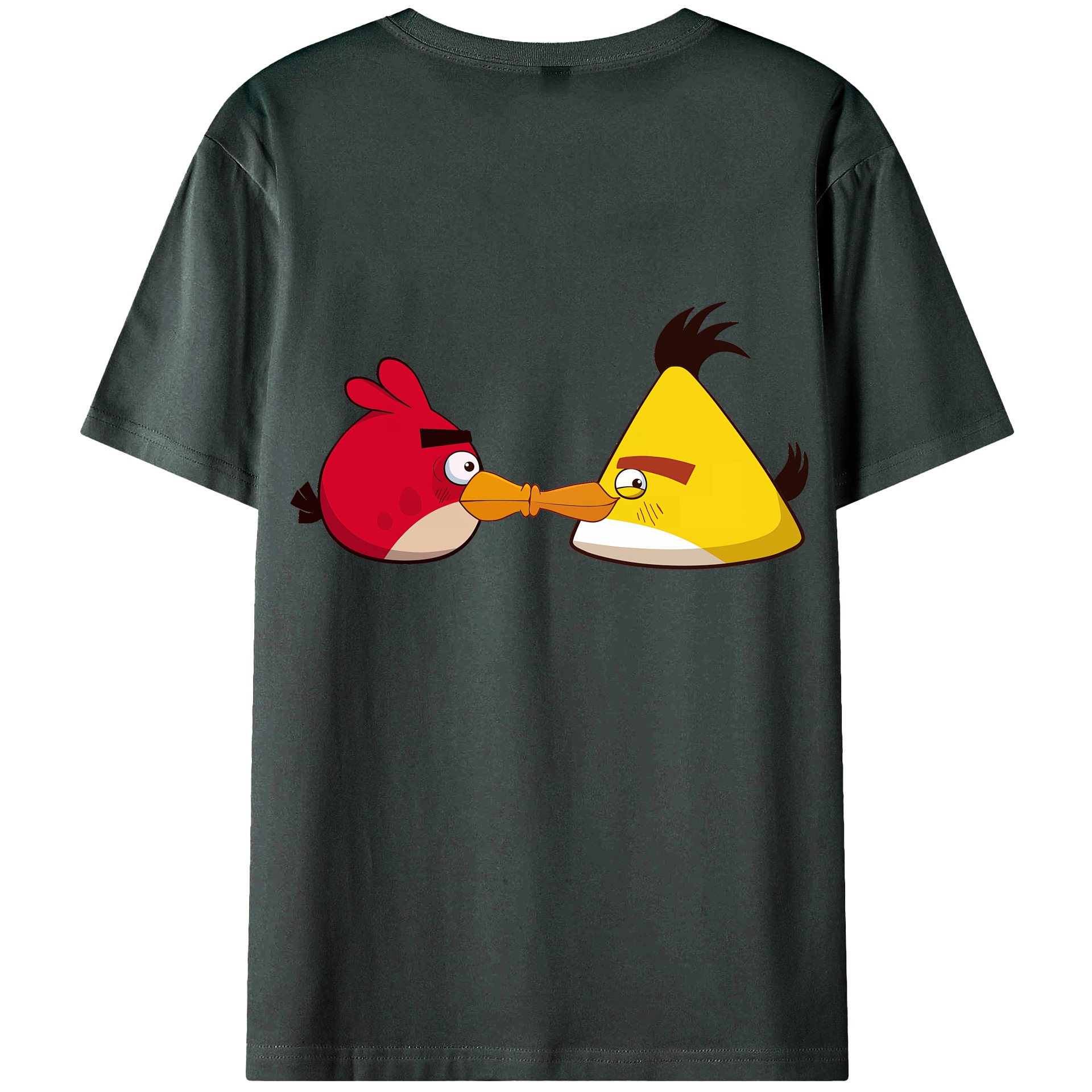 （画像用） Angry Birds アングリーバード 綿100％ メンズ半袖Tシャツ（バックプリント） 通気性